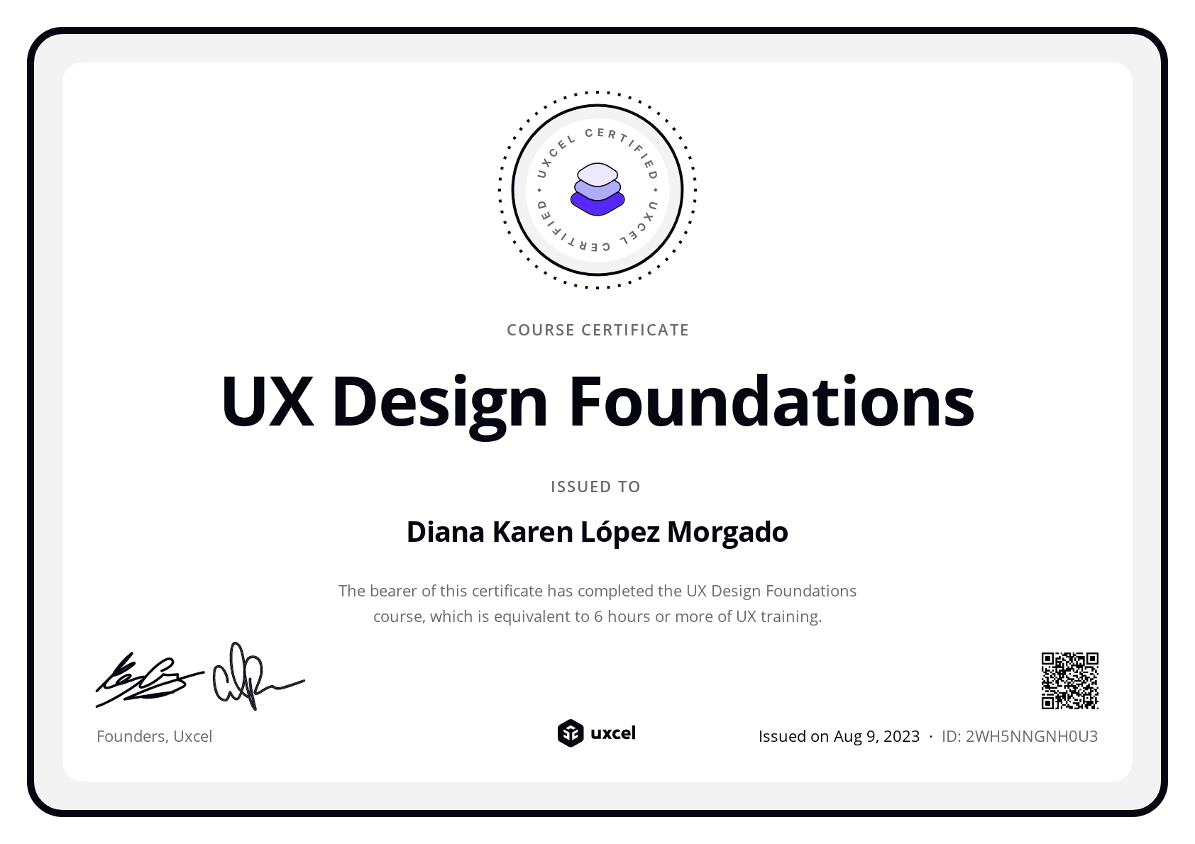 Diana Karen López Morgado's certificate